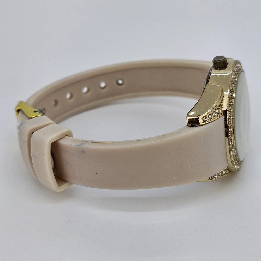 Embassy Women's Watch 34MM Gold Dial Cream Plastic Bands New Battery‎